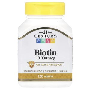 Biotin 10,000 mcg, 120 Tablets, 21st Century