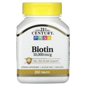 Biotin 10,000 mcg, 360 Tablets, 21st Century