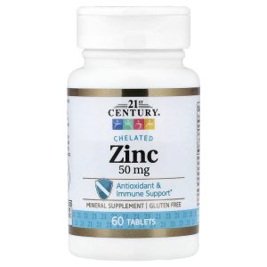 Zinc Chelate 50 mg, 60 Tablets, 21st Century