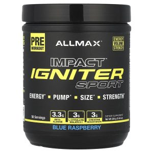 Impact Igniter Sport Pre-Workout, Blue Raspberry, 11.64 oz (330 g), ALLMAX