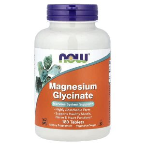 Ang produktong Magnesium Glycinate, 180 Tablets (100 mg per tablet), NOW Foods