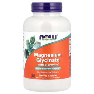 Magnesium Glycinate with BioPerine, 180 Veg Capsules, Now Foods