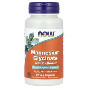 Magnesium Glycinate with BioPerine, 60 Veg Capsules, Now Foods