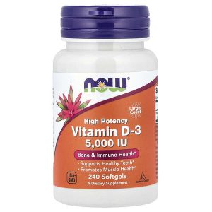 Vitamin D3 5,000 IU, 240 Softgels, Now Foods