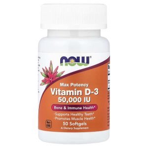 Vitamin D-3 50,000 IU, 50 Softgels, Now Foods
