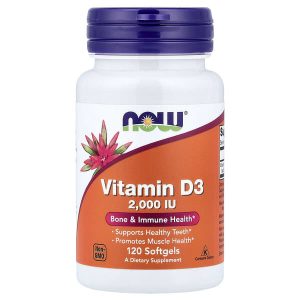 Ang produktong Vitamin D3 2,000 IU, 120 Softgels, Now Foods