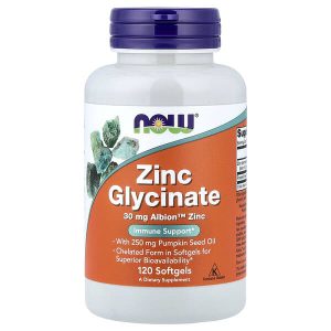 Zinc Glycinate 30 mg, 120 Softgels, NOW Foods