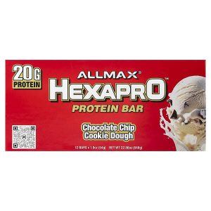 Hexapro Protein Bar, Chocolate Chip Cookie Dough, 12 Bars (54 g Each), ALLMAX