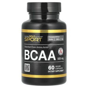 BCAA 2:1:1 AjiPure Branched Chain Amino Acids, 500 mg, 60 Veggie Capsules, California Gold Nutrition