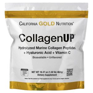 CollagenUP Hydrolyzed Marine Collagen Peptides with Hyaluronic Acid and Vitamin C, Unflavored, 1.02 lb (464 g), California Gold Nutrition