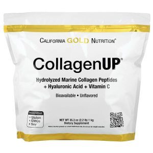 CollagenUP Hydrolyzed Marine Collagen Peptides with Hyaluronic Acid and Vitamin C, Unflavored, 2.2 lb (1 kg), California Gold Nutrition