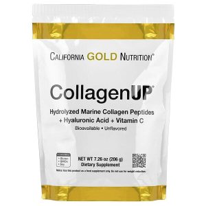 CollagenUP Hydrolyzed Marine Collagen Peptides with Hyaluronic Acid and Vitamin C, Unflavored, 7.26 oz (206 g), California Gold Nutrition