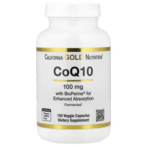 CoQ10 (Ubiquinone USP) 100 mg with BioPerine® Black Pepper Extract, 150 Veggie Capsules, California Gold Nutrition