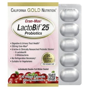 CranMax LactoBif Probiotics, 25 Billion CFU, 30 Veggie Capsules, California Gold Nutrition