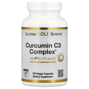 Curcumin C3 Complex with BioPerine, Black Pepper Extract, Turmeric Curcumin Complex, Enhanced Bioavailability, 120 Veggie Capsules, California Gold Nutrition