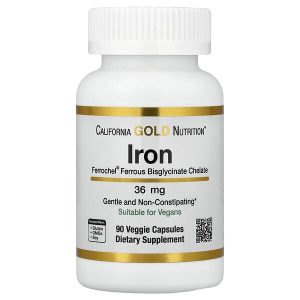 Ferrochel Iron Bisglycinate, 36 mg, 90 Veggie Capsules, California Gold Nutrition
