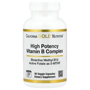 High Potency Vitamin B Complex with Methyl Folate & Methyl B12, 90 Veggie Capsules, California Gold Nutrition