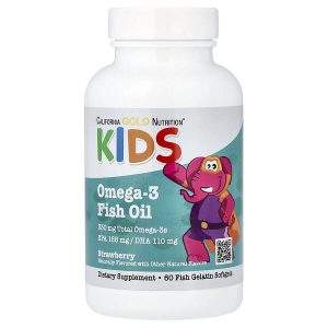 Kid's Omega-3 Fish Oil, Natural Strawberry, 60 Fish Gelatin Softgels, California Gold Nutrition