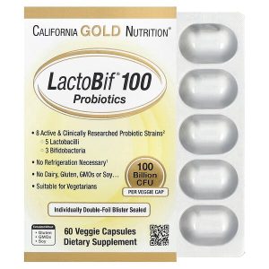 LactoBif 100 Probiotics, 100 Billion CFU, 60 Veggie Capsules, California Gold Nutrition