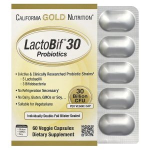 LactoBif 30 Probiotics, 30 Billion CFU, 60 Veggie Capsules, California Gold Nutrition