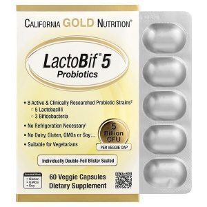 LactoBif 5 Probiotics, 5 Billion CFU, 60 Veggie Capsules, California Gold Nutrition