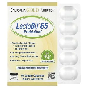 LactoBif 65 Probiotics, 30 Veggie Capsules, California Gold Nutrition