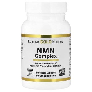 NMN Complex with trans-Resveratrol, Quercetin Phytosome Complex, Apigenin, and Luteolin, 60 Veggie Capsules, California Gold Nutrition