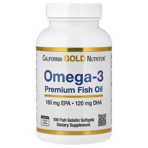 Omega-3 Premium Fish Oil, 1,100 mg per Softgel, 100 Fish Gelatin Softgels, California Gold Nutrition
