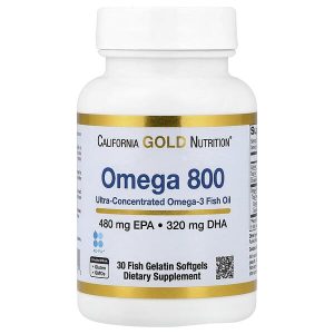 Omega 800 Ultra Concentrated Omega-3 Fish Oil KD-Pür Triglyceride Form, 1,000 mg, 30 Fish Gelatin Softgels, California Gold Nutrition