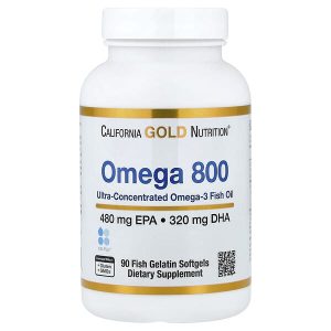 Omega-800 Ultra Concentrated Omega-3 Fish Oil 1,000 mg per Softgel, 90 Fish Gelatin Softgels, California Gold Nutrition
