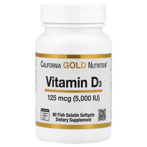 Vitamin D3 125 mcg (5,000 IU), 90 Fish Gelatin Softgels, California Gold Nutrition