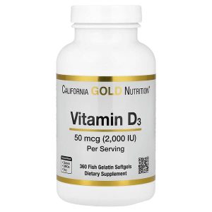 Vitamin D3 50 mcg (2,000 IU), 360 Fish Gelatin Softgels, California Gold Nutrition