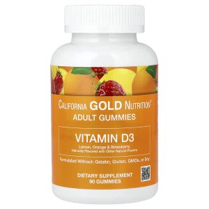Vitamin D3 Gummies (Lemon Orange Strawberry), 25 mcg (1,000 IU) per Gummy, 90 Gummies, California Gold Nutrition