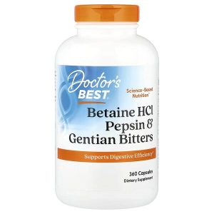 Betaine HCl Pepsin and Gentian Bitters, 360 Capsules, Doctor's Best