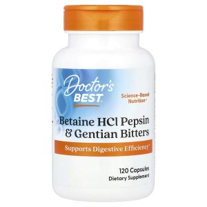 Betaine HCl Pepsin & Gentian Bitters, 120 Capsules, Doctor's Best