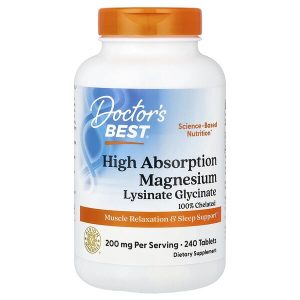 High Absorption Magnesium Lysinate Glycinate Chelated Albion TRAACS, 240 Tablets, Doctor's Best