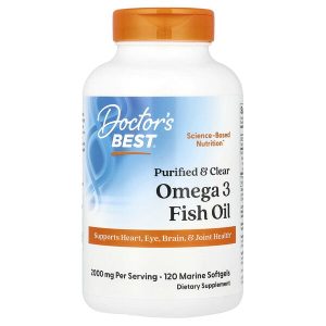 Purified Clear Omega-3 Fish Oil, 1,000 mg per Softgel, 120 Marine Softgels, Doctor's Best