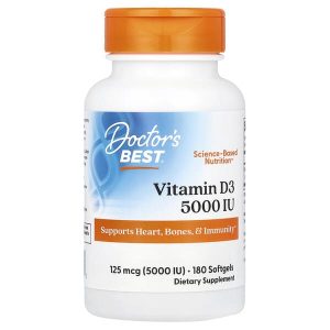 Vitamin D3 125 mcg (5,000 IU), 180 Softgels, Doctor's Best