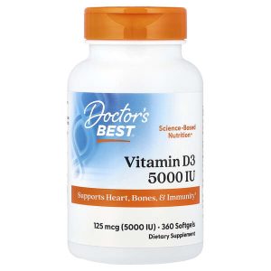 Vitamin D3 125 mcg (5,000 IU), 360 Softgels, Doctor's Best
