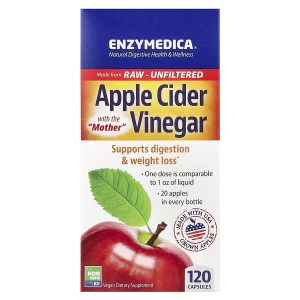 Apple Cider Vinegar with the Mother, 355 mg per Capsule, 120 Capsules, Enzymedica