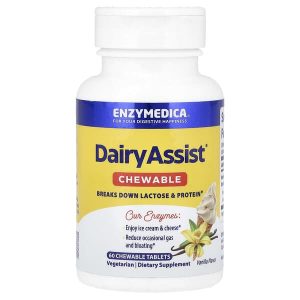 DairyAssist Chewable Vanilla, 60 Chewable Tablets, Enzymedica