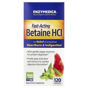 Fast Acting Betaine HCl, 120 Capsules, Enzymedica