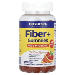 Fiber Gummies, Pre+Probiotic, Blood Orange, 90 Gummies, Enzymedica
