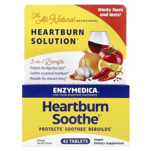 Enzymedica Heartburn Soothe, Orange Vanilla, 42 Tablets