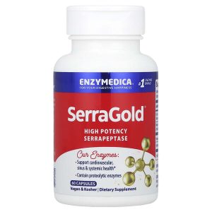 SerraGold High Potency Serrapeptase, 60 Capsules, Enzymedica