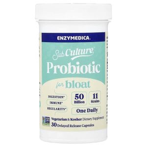 SubCulture Probiotic for Bloat, 50 Billion, 30 Delayed-Release Capsules, Enzymedica