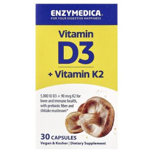 Vitamin D3 & Vitamin K2, 30 Capsules, Enzymedica