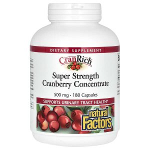 CranRich Cranberry Concentrate Super Strength, 500 mg, 180 Capsules, Natural Factors