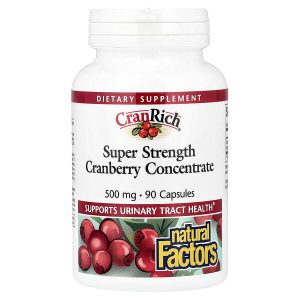 CranRich Cranberry Concentrate Super Strength 500 mg, 90 Capsules, Natural Factors