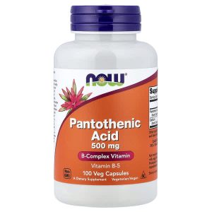 Pantothenic Acid (Vitamin B-5), 500 mg, 100 Veg Capsules, Now Foods